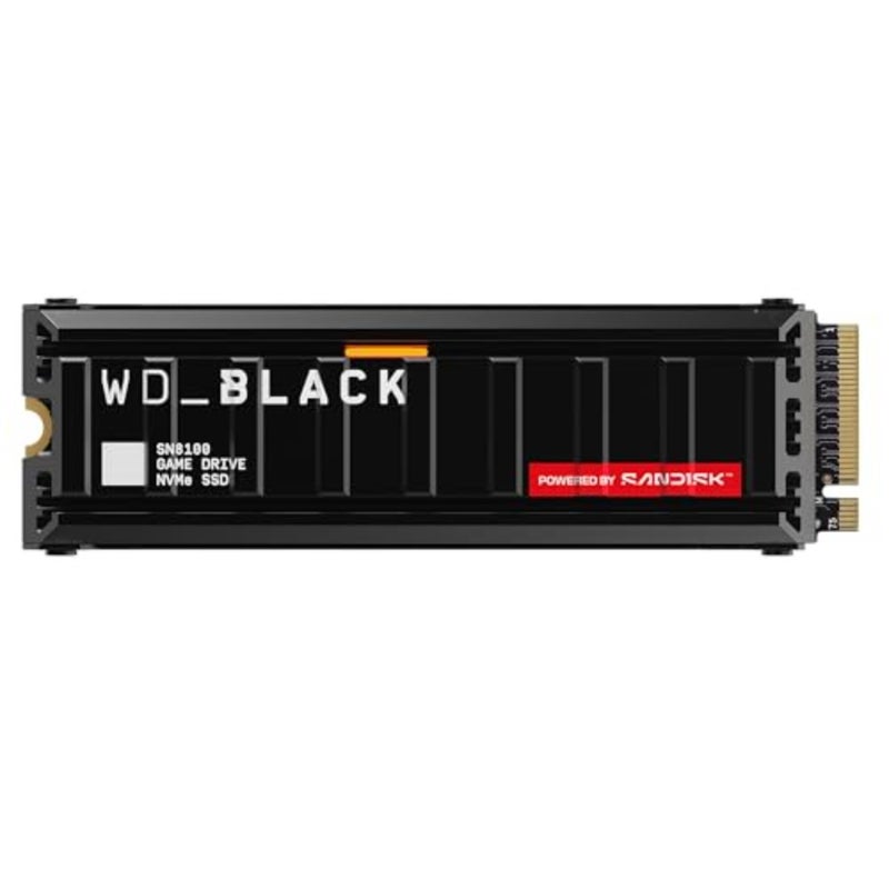 WD_BLACK SN8100 1 تيرابايت PCIe 5.0x4 NVMe M.2 SSD مع مبدد حراري، سرعة قراءة تصل إلى 14,900 ميجابايت/ثانية، سرعة كتابة تصل إلى 11,000 ميجابايت/ثانية، TLC 3D CBA NAND - Image 1