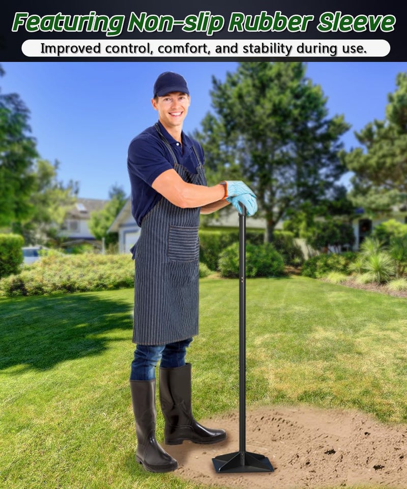 Ansionsol Thickened Garden Steel Tamper with 47 inch Adjustable Handle & Rubber Grip, 8"x8" Heavy Duty Soil Tamper Tool for Ground & Gravel Leveling, Steel Dirt Compactor for Yard, Sand, Driveway - Image 5