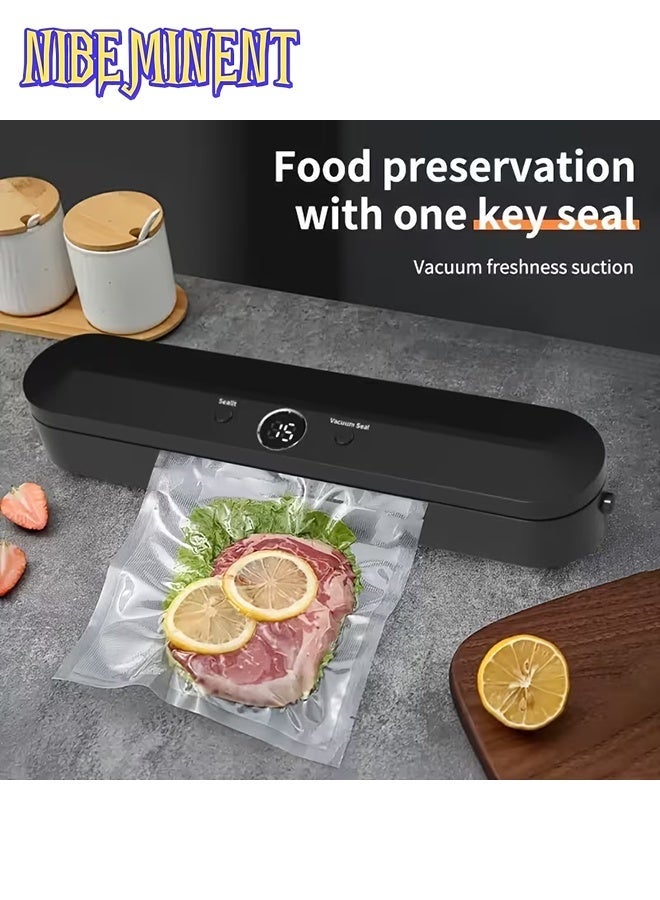 NIBEMINENT Vacuum Sealer Machine, Bag Sealer - Intuitive Digital Display, Automatic Air Sealing for Wet & Dry Foods - Space-Saving Design with 10 Bags Included, Portable Food Sealer for Plastic Bags, - Perfect for Food Storage, Kitchen Supplies - Image 1