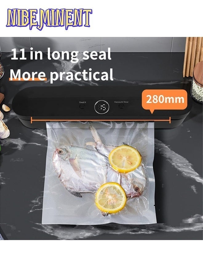 NIBEMINENT Vacuum Sealer Machine, Bag Sealer - Intuitive Digital Display, Automatic Air Sealing for Wet & Dry Foods - Space-Saving Design with 10 Bags Included, Portable Food Sealer for Plastic Bags, - Perfect for Food Storage, Kitchen Supplies - Image 3