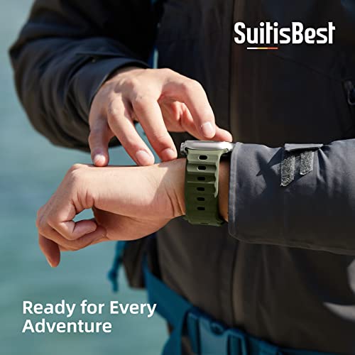 Suitisbest Sport Band Compatible with Apple Watch Ultra 2 Band 49mm 46mm 45mm 44mm 42mm for Men, Soft Silicone Wristbands Waterproof Replacement Strap for iWatch Series 11 10 9 8 7 6 5 4 3 SE Ultra 3 2 1, 2 Pack - Image 5