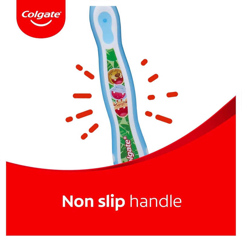 Colgate Kids Toothbrush 02 Years Baby Toothbrush Extra Soft bristles Gently and Effectively Clean First Teeth Small Brush Head Blue bristles Toothpaste Guide NonSlip Handle - Image 5