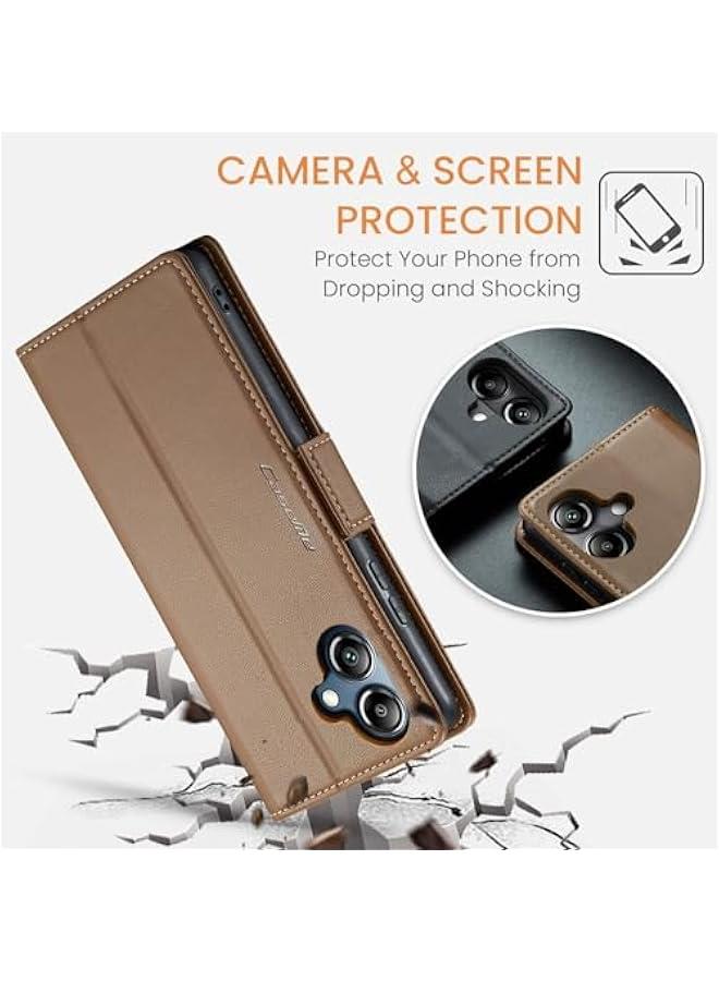 Slim RFID Blocking Leather Wallet Flip Case for Samsung Galaxy A06 with Card Holder and Magnetic Clasp, Durable Shockproof Anti-Scratch Cover. - Image 4