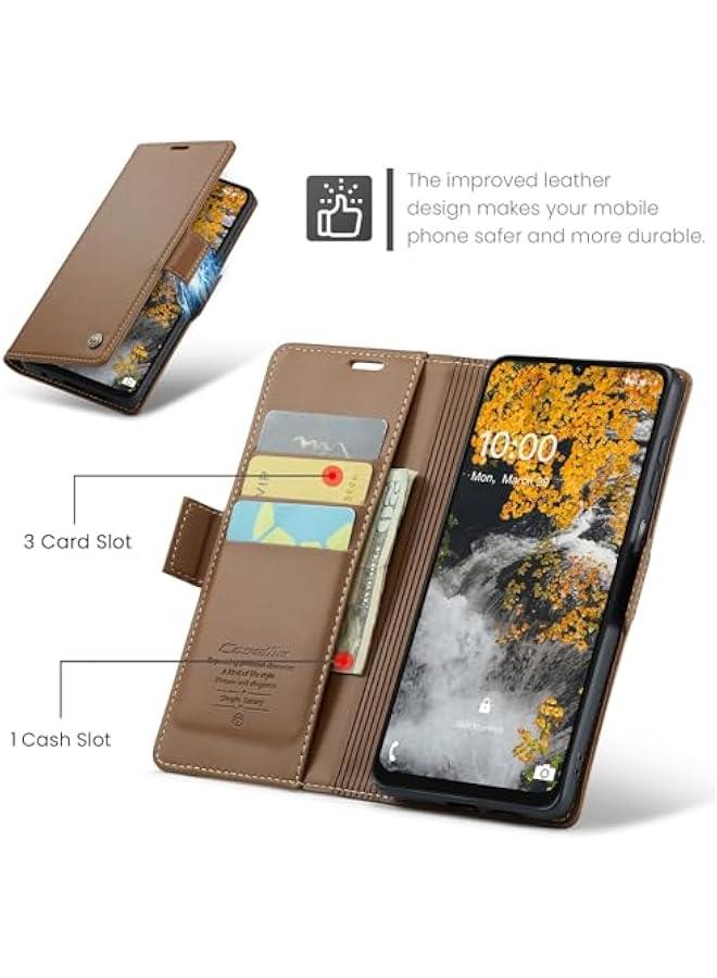 Slim RFID Blocking Leather Wallet Flip Case for Samsung Galaxy A06 with Card Holder and Magnetic Clasp, Durable Shockproof Anti-Scratch Cover. - Image 5