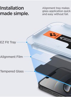 Spigen واقي شاشة زجاجي مقوى للخصوصية EZ Fit من Glastr لهاتف iPhone 13 Pro / 13 - عبوتان  - Image 3