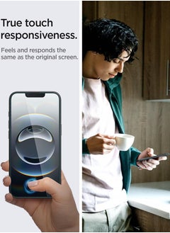 Spigen واقي شاشة زجاجي مقوى للخصوصية EZ Fit من Glastr لهاتف iPhone 13 Pro / 13 - عبوتان  - Image 4