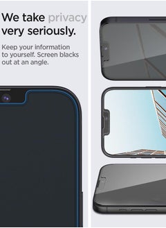 Spigen واقي شاشة زجاجي مقوى للخصوصية EZ Fit من Glastr لهاتف iPhone 13 Pro / 13 - عبوتان  - Image 5