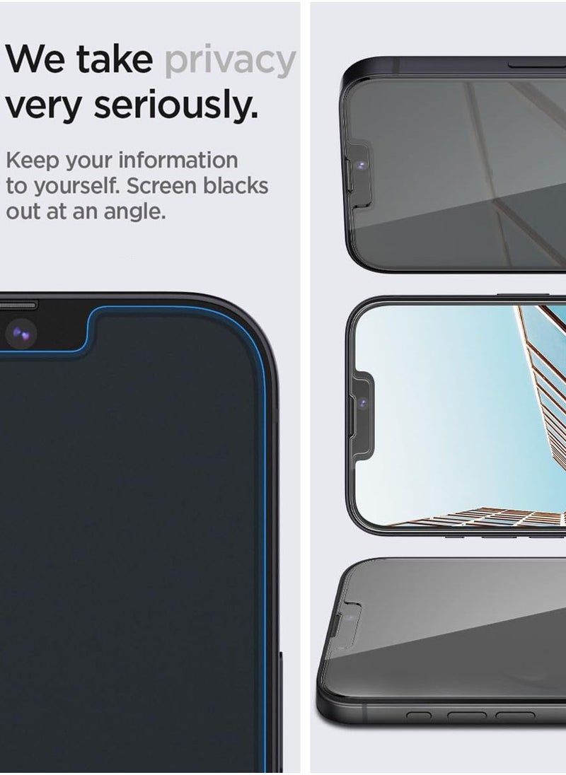 Spigen - واقي شاشة زجاجي مقوى للخصوصية EZ Fit من Glastr لهاتف iPhone 13 Pro / 13 - عبوتان - Image 1