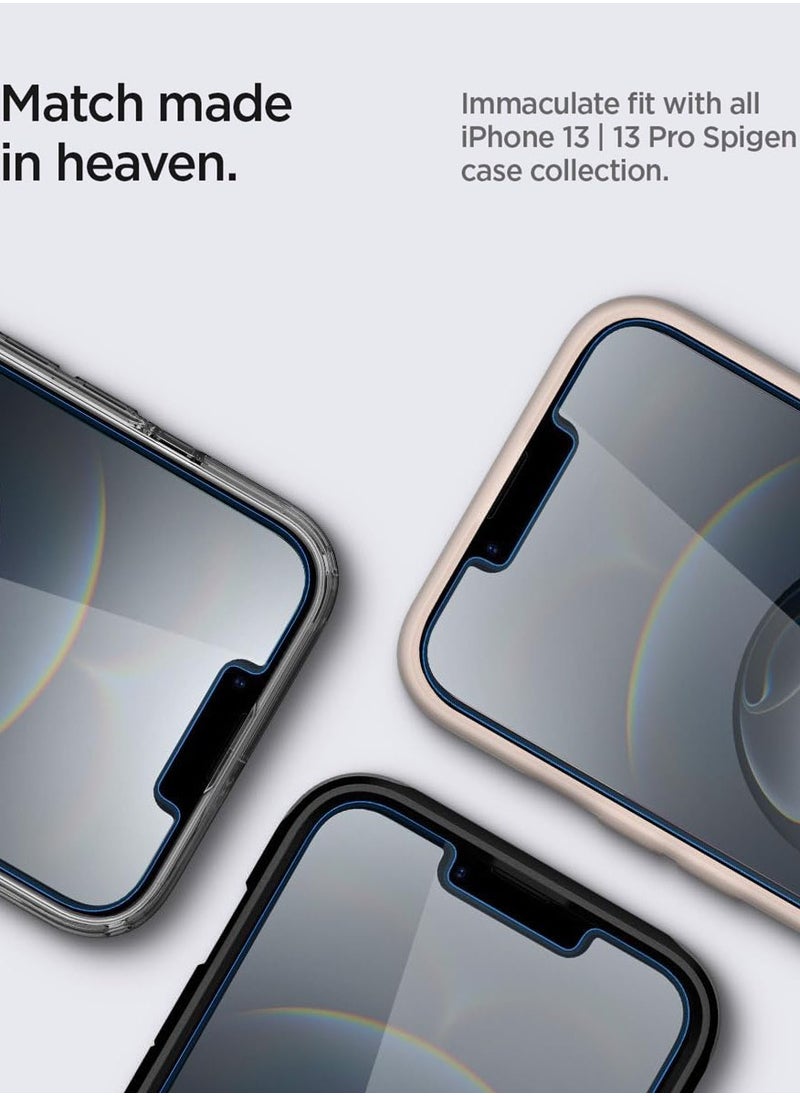 Spigen - واقي شاشة زجاجي مقوى للخصوصية EZ Fit من Glastr لهاتف iPhone 13 Pro / 13 - عبوتان - Image 1