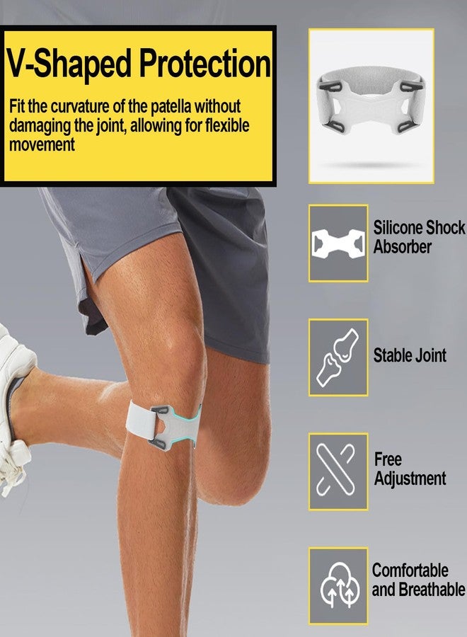 FVVWVV 2 Pack Patellar Tendon Support Strap,Adjustable Silicone Patella Knee Strap for Knee Pain Relief,Knee Bands for Basketball, Tendonitis, Running, Tennis, Jumpers, Squats（Gray） - Image 3