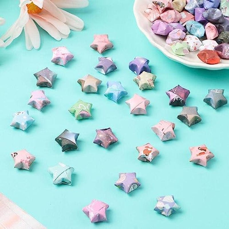 Cartoon Printing Origami Star Paper 540 Pre-Cut Pink Strips - Vivid Cartoon Prints Folding Origami Star - Easy Fold Paper for Kids DIY Gift Making - Image 3