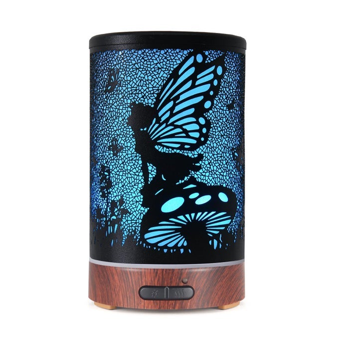 ESSENTIAL OIL DIFFUSER ULTRASONIC DIFFUSER FOR ESSENTIAL OIL COOL MIST HUMIDIFIER AROMATHERAPY DIFFUSER WITH 7 COLOR LIGHTING CHANGING MODES WATERLESS AUTO SHUTOFF FOR HOMEFLOWER FAIRY