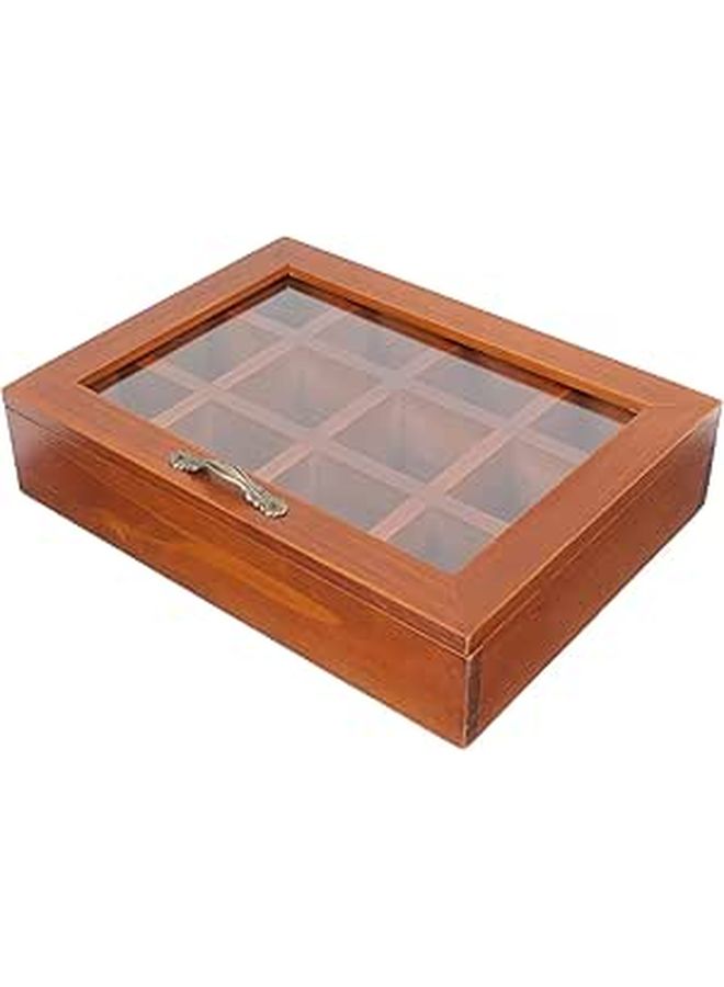 Ciieeo Wooden Jewelry Box 12 Compartment Storage Organizer Vintage Solid Wood Ring Case Travel Container For Necklace And Accessory Storage - Image 1