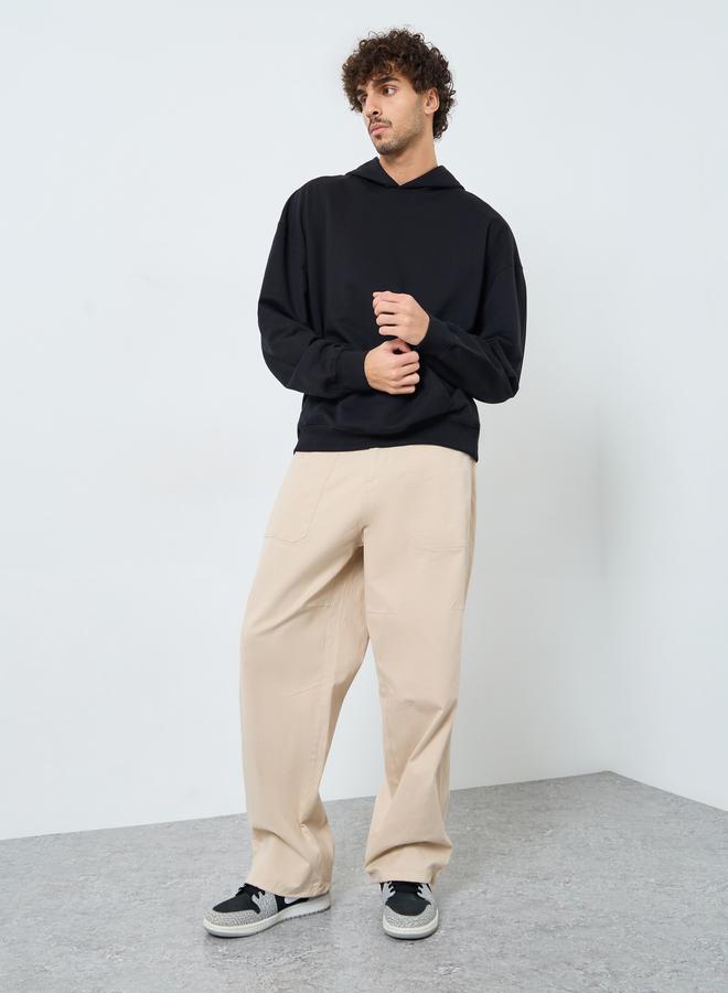 Styli Men Black Tokyo Print Oversized Fleece Hoodie - Image 2