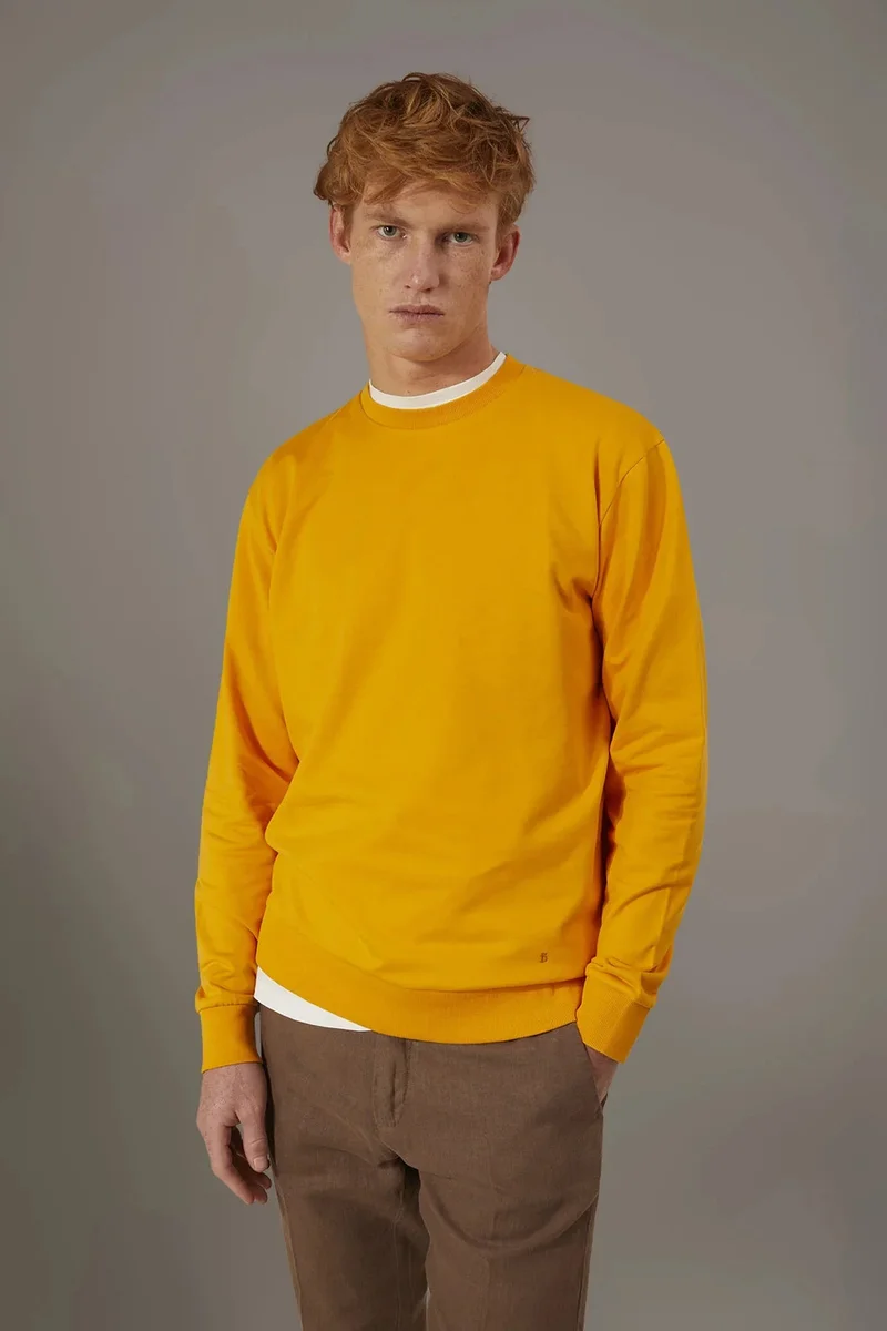دوبل غانغر Round neck 100% cotton sweatshirt - Yellow