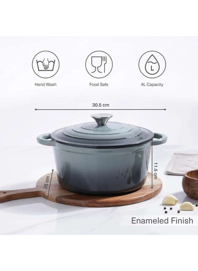Pan Home Glazura Enameled Cast Iron Cooking Pot 4l - Ombre Grey - Image 5
