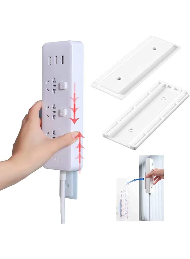 promass 4 Pcs Self Adhesive Power Strip Fixator, No Hole Plug In Wall Socket Sticker, Fixer Reusable Adapter Fixer, Chute Design, for Wifi Router, Remote Control, Paper Towel Box - Image 1