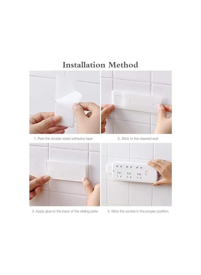promass 4 Pcs Self Adhesive Power Strip Fixator, No Hole Plug In Wall Socket Sticker, Fixer Reusable Adapter Fixer, Chute Design, for Wifi Router, Remote Control, Paper Towel Box - Image 4