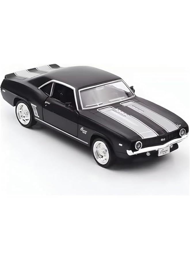 سيارات لعبة شيفروليه كامارو إس إس موديل 1969 بمقياس 1/36، سيارات سحب للخلف، هدايا ألعاب سيارات للأطفال من سن 3 إلى 5 سنوات، باللون الأسود - Image 1