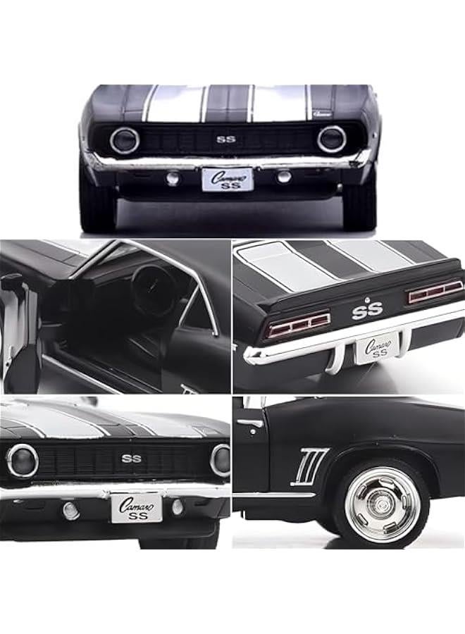 سيارات لعبة شيفروليه كامارو إس إس موديل 1969 بمقياس 1/36، سيارات سحب للخلف، هدايا ألعاب سيارات للأطفال من سن 3 إلى 5 سنوات، باللون الأسود - Image 4
