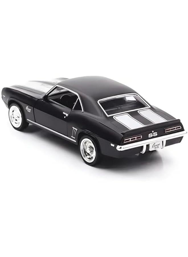 سيارات لعبة شيفروليه كامارو إس إس موديل 1969 بمقياس 1/36، سيارات سحب للخلف، هدايا ألعاب سيارات للأطفال من سن 3 إلى 5 سنوات، باللون الأسود - Image 5