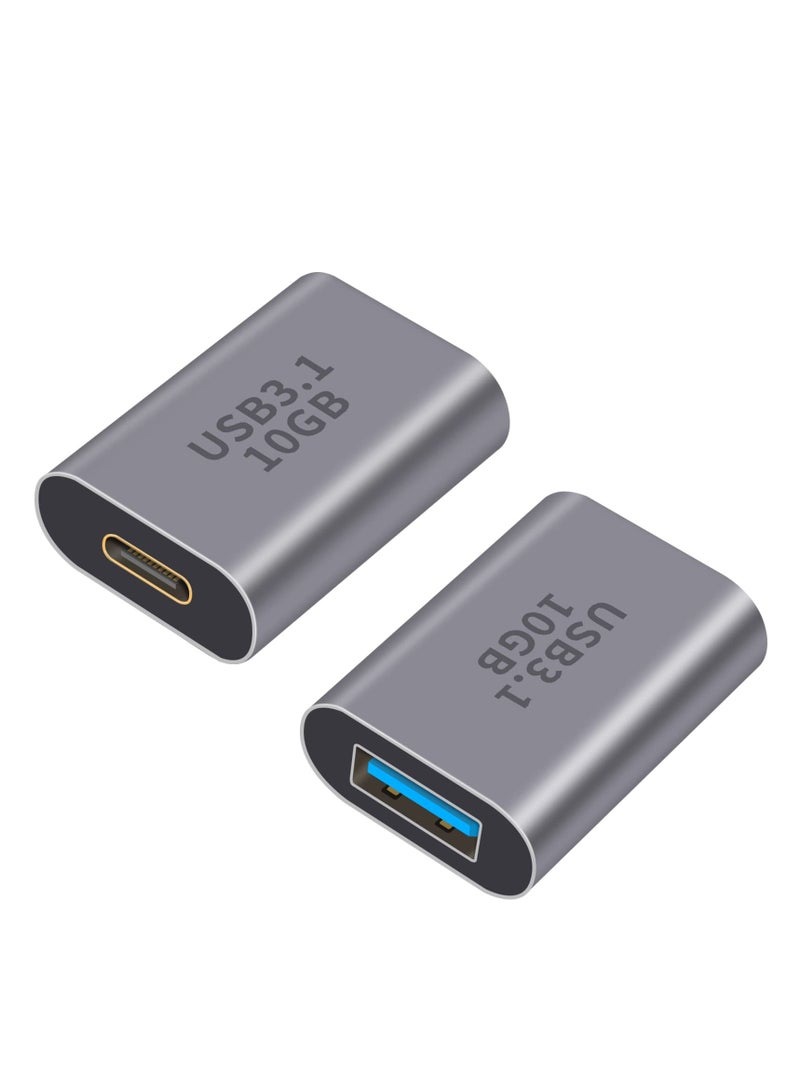 USB A to USB C Adapter, 2Pack USB C Female to USB Female Adapter, 10Gbps USB A Female to USB C Female Adapter Bi-Directional (USB 3.1 Type C Gen2) Compatible for MacBook Pro, Laptop, iPhone  - Image 1