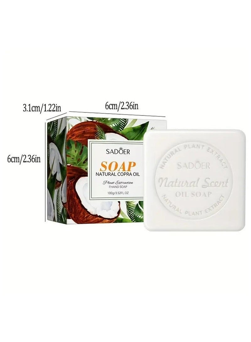 SADOER Hydrating Coconut Handmade Soap - 3.5oz | Natural Plant Oil Infused For Dry Skin Relief & Moisture Boost | Perfect Gift For Loved Ones - Image 5