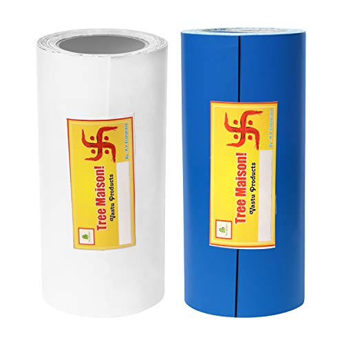 TREEMAISON Vastu Combo of White-Blue Color Tape | Size - 4 Inch | Length- 8 Feet (Approx) | Vastu Remedy for Toilet | Main Door Entrance | | Tape Remedy | (Pack of 2) - Image 1