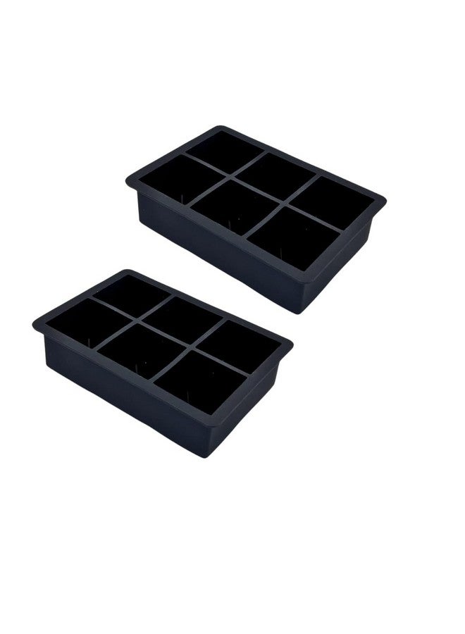 Sprqcart Large Ice Cube Tray Silicone Ice Cube Trays with Lid for Freezer Stackable Ice Cube Mould for Making Large Square Ice Cubes - Black (Pack of 2) - Image 1