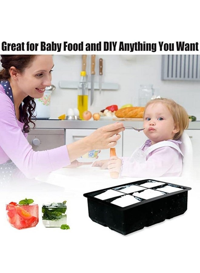Sprqcart Large Ice Cube Tray Silicone Ice Cube Trays with Lid for Freezer Stackable Ice Cube Mould for Making Large Square Ice Cubes - Black (Pack of 2) - Image 4