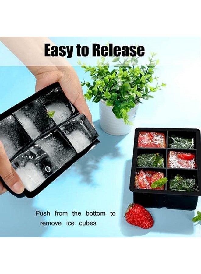 Sprqcart Large Ice Cube Tray Silicone Ice Cube Trays with Lid for Freezer Stackable Ice Cube Mould for Making Large Square Ice Cubes - Black (Pack of 2) - Image 3