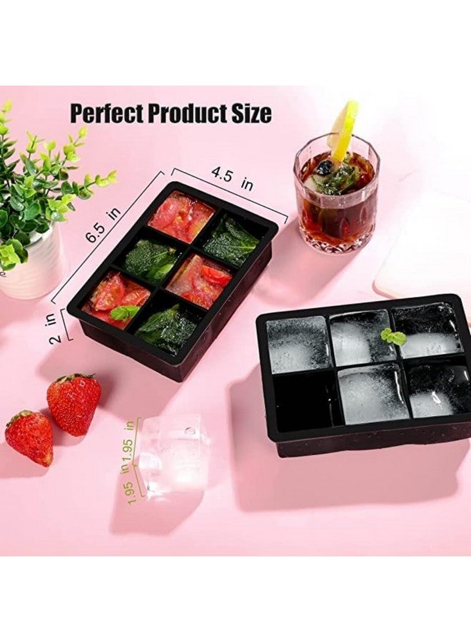 Sprqcart Large Ice Cube Tray Silicone Ice Cube Trays with Lid for Freezer Stackable Ice Cube Mould for Making Large Square Ice Cubes - Black (Pack of 2) - Image 2