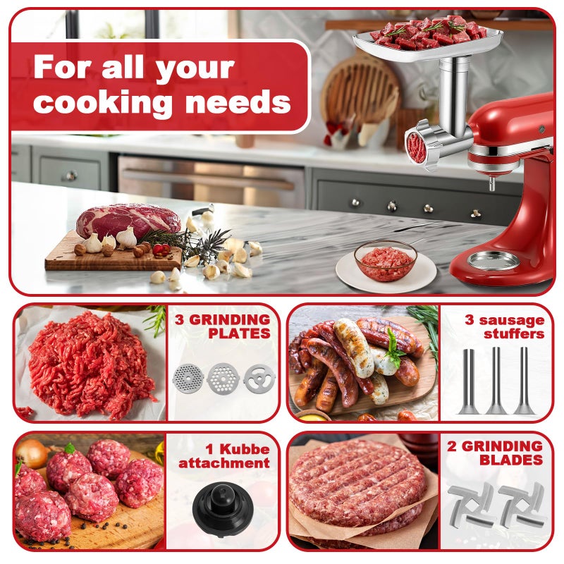 9TH SHOP Meat Grinder Attachment for Kitchenaid Stand Mixer Stainless Steel, Meat Grinder Accessory for Kitchenaid Mixer - Image 3