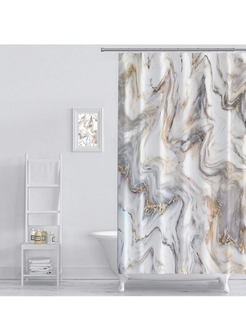 KASTWAVE Grey Gold Marble Shower Curtain Liner 70 x 70in , Waterproof Abstract Modern Shower Curtain for Standard Bathtub, Luxury Shower Curtain for Bathroom Decor, Washable Fabric Shower Curtain Set  - Image 1