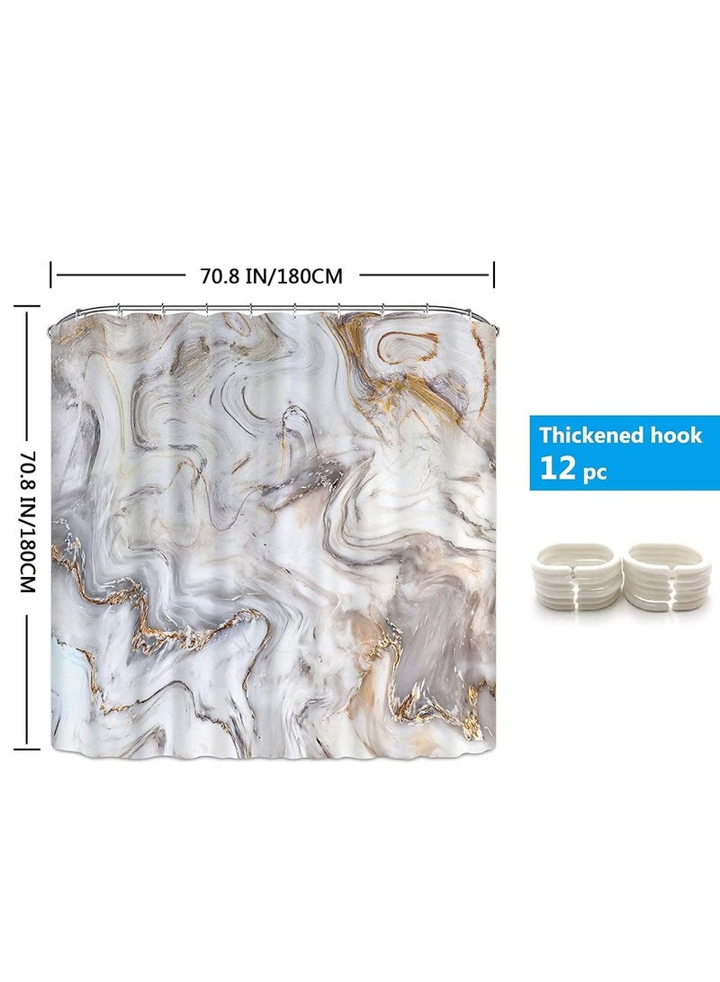 KASTWAVE Grey Gold Marble Shower Curtain Liner 70 x 70in , Waterproof Abstract Modern Shower Curtain for Standard Bathtub, Luxury Shower Curtain for Bathroom Decor, Washable Fabric Shower Curtain Set  - Image 5