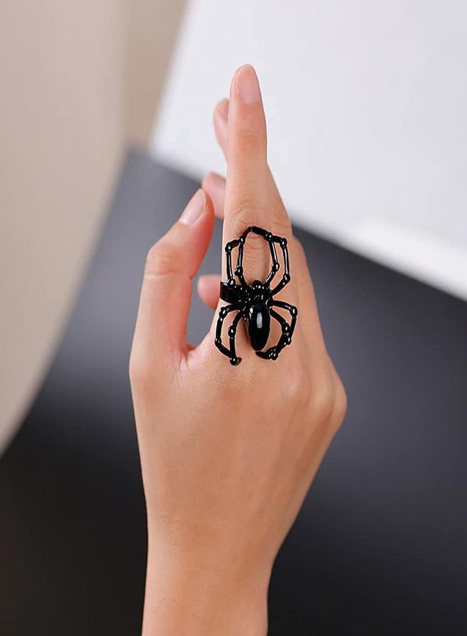 yfstyle Halloween Spider Bat Choker Necklace Spider Earring Rings Set Vintage Goth Halloween Jewelry Sets for Women Cosplay Accessories Spider - Image 4