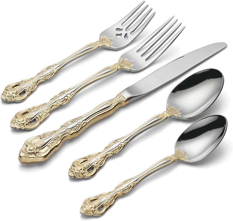 Oneida F100020Al20 Golden Michelangelo 20 Piece Fine Flatware Set Service For 4 Metallic - Image 1