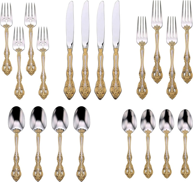 Oneida F100020Al20 Golden Michelangelo 20 Piece Fine Flatware Set Service For 4 Metallic - Image 2