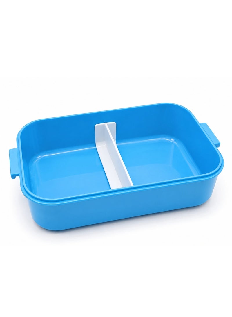 3-Piece Kids Lunch Box Set with 2-Compartment Lunch Box, Matching Water Bottle & Spoon – Blue - Image 2
