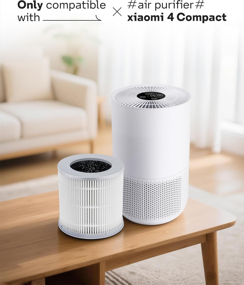Leemone Replacement Filter Compatible with Xiaomi 4 Compact Smart Air Purifier, with H13 True HEPA and Activated Carbon, 3-Stage Filtration Capture 99.97% of Airborne Particles, 1 Pack, White - Image 2
