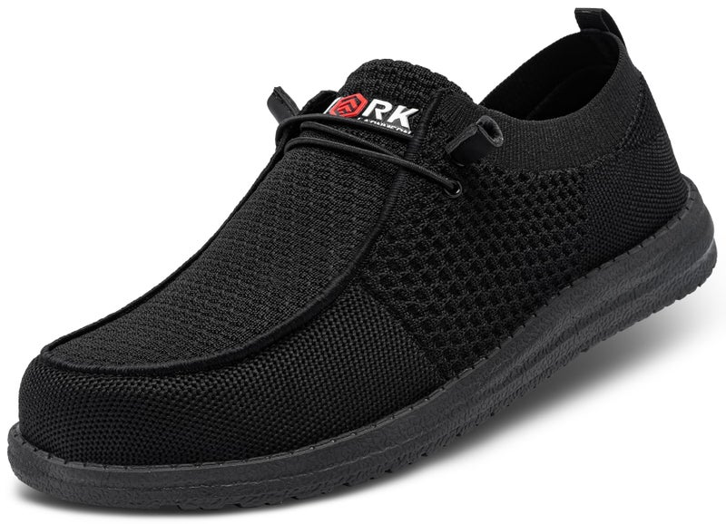 LARNMERN Steel Toe Loafers Women Slip On Shoes Lightweight Comfortable Lounging Walking Safety Work Flats Sneakers(8.5 Women, Black Women) - Image 1