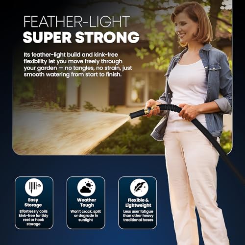 TITAN Flexible Garden Hose 10FT Ultra Lightweight Heavy Duty Water Hose with Brass Fittings Jet Nozzle KinkFree NonExpanding Durable Fabric Hose for Yard Lawn Car Wash Outdoor Use - Image 3