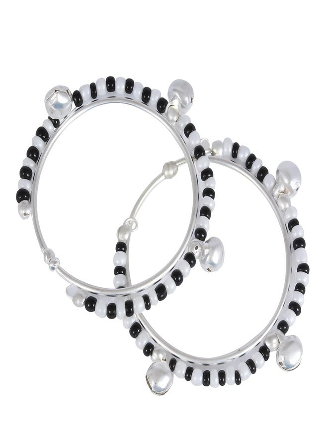 Kailash Creation Baby Nazariya Bracelet with Ghungroo Charm & Black-White Crystal Beads | Adjustable Bracelet for Kids/Newborns Boys & Girls (0-5 Years) - Image 1