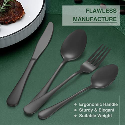 AIVIKI 60-Piece Black Silverware Set with Organizer, AIVIKI Stainless Steel Flatware for 12, Cutlery Utensil Set for Home Restaurant, Tableware Includes Knife Fork Spoon Set, Mirror Polished - Image 4