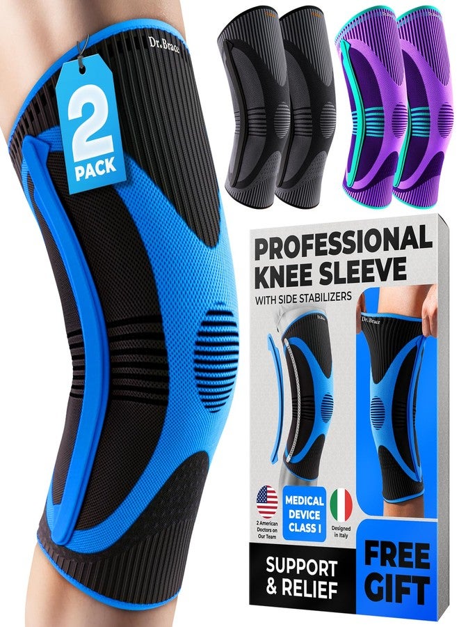 DR. BRACE ELITE Knee Brace with Size Stabilizer (2 Pack) Knee Brace for Women & Men, Workout, Sports, Daily Knee Compression Sleeve for Maximum Knee Pain Support & Fast Recovery (Neptune, Medium) - Image 1
