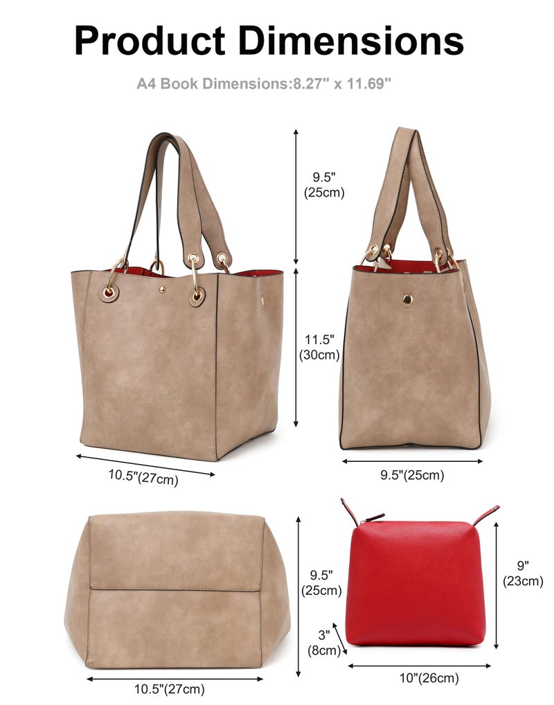 sqlp Large Work Tote Bag for Women Designer Purses and Handbags Big Bucket bags Ladies Travel Crossbody Purse Khaki - Image 3