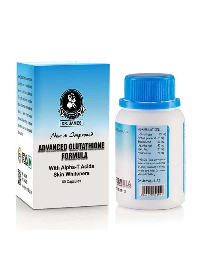 DR. JAMES Dr James Advanced Glutathione Formula 1000mg | Skin Whitening, Anti-Aging, Detox | With Alpha Lipoic Acid & Vitamin C | 60 Capsules  - Image 2