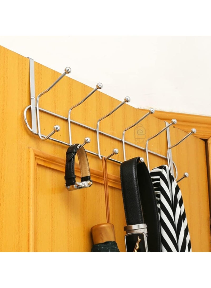 Generic Over the Door Metal Hook Rack – 12 Sturdy Hooks for Clothes, Towels, and Bags – Space-Saving Organizer for Home, Bedroom, and Bathroom - Image 1