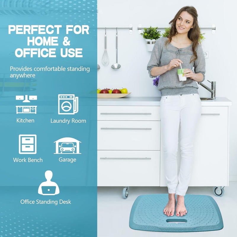 ergohead 3/4 inch Thick Office Standing Desk Mat, Portable Cushioned Standing Pad with Massage Points, Anti Fatigue Kitchen Floor Mat with Handle, Multi-Purpose Floor Comfort Mat (Teal, 17" x 22") - Image 5