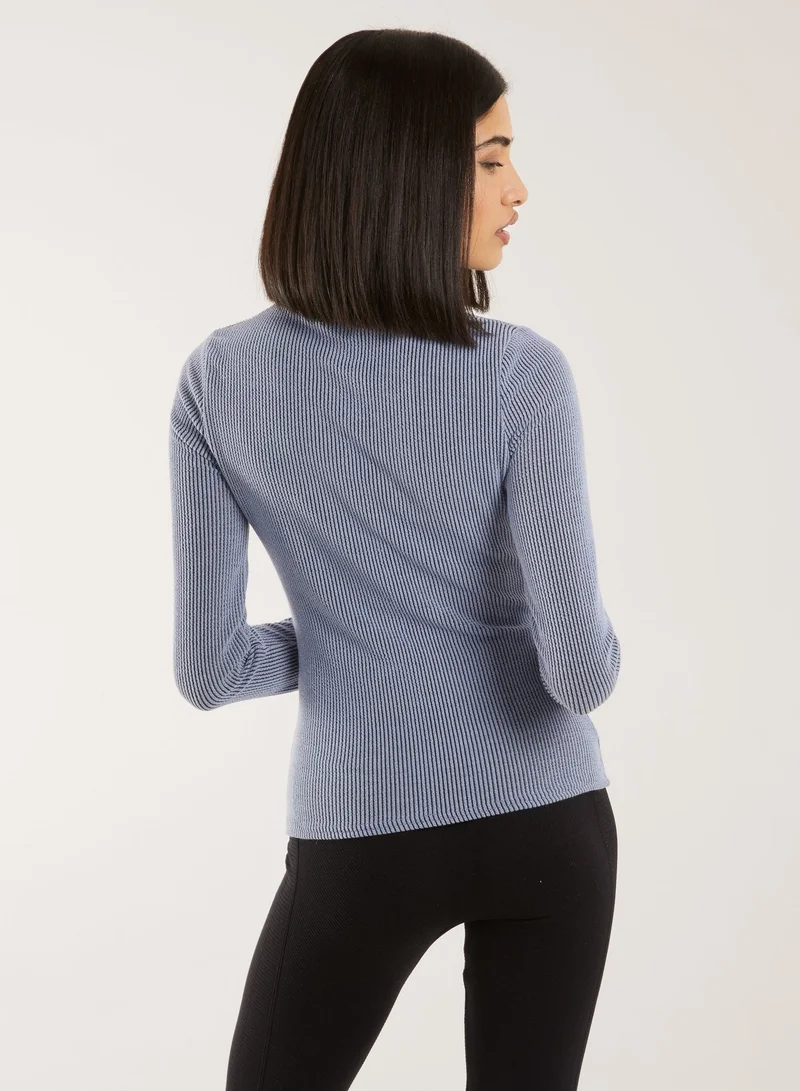 Pink Vanilla Two Tone Rib Double Zip Top